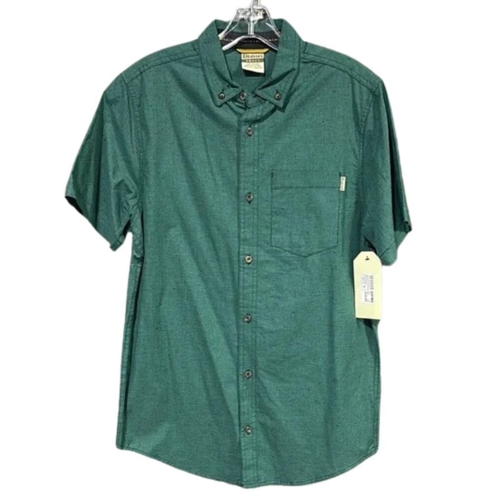 Dravus Mens Sea Green Textured Short Sleeve Button Down Shirt Small NEW